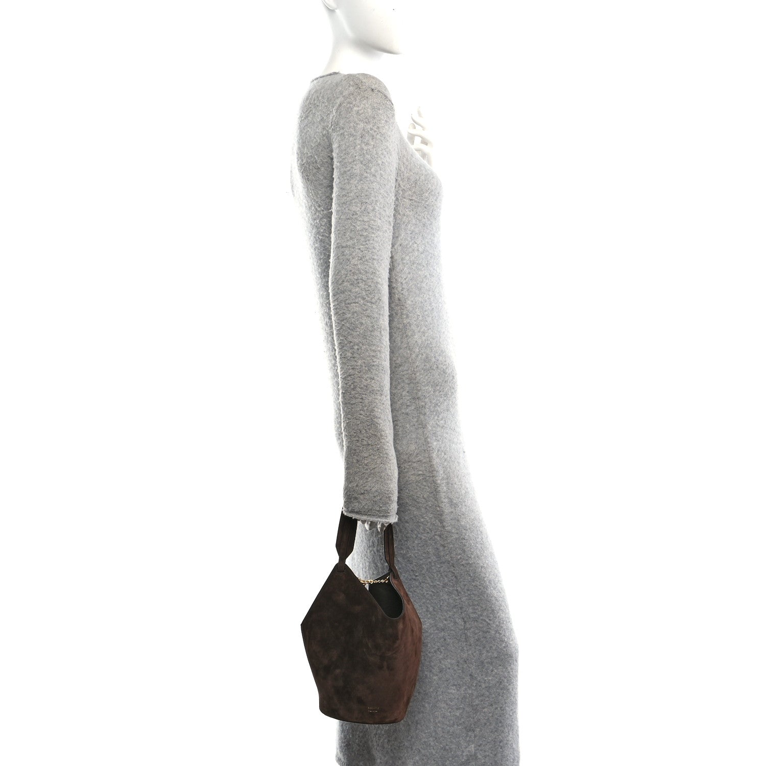 Khaite Suede Calfskin Mini Lotus Tote  Dark Brown 2 of 9