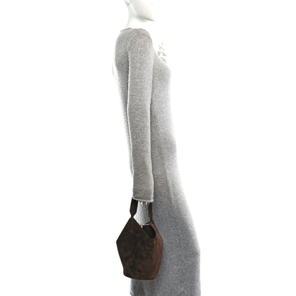 Khaite Suede Calfskin Mini Lotus Tote  Dark Brown 2 of 9