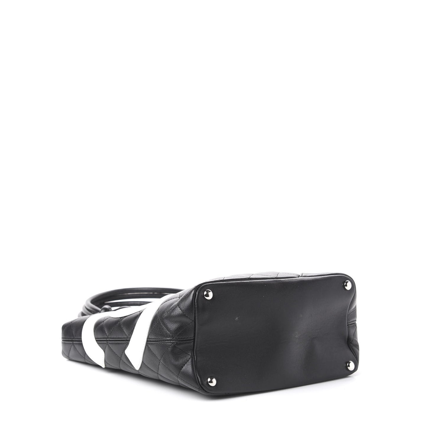 Calfskin Quilted Medium Cambon Tote Black White