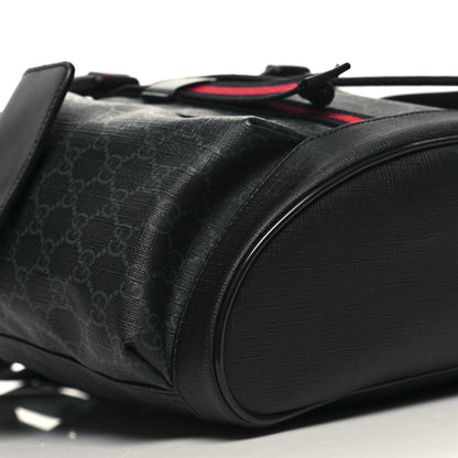Gucci Soft GG Supreme Monogram Calfskin Web Double Buckle Backpack Black 9 of 10