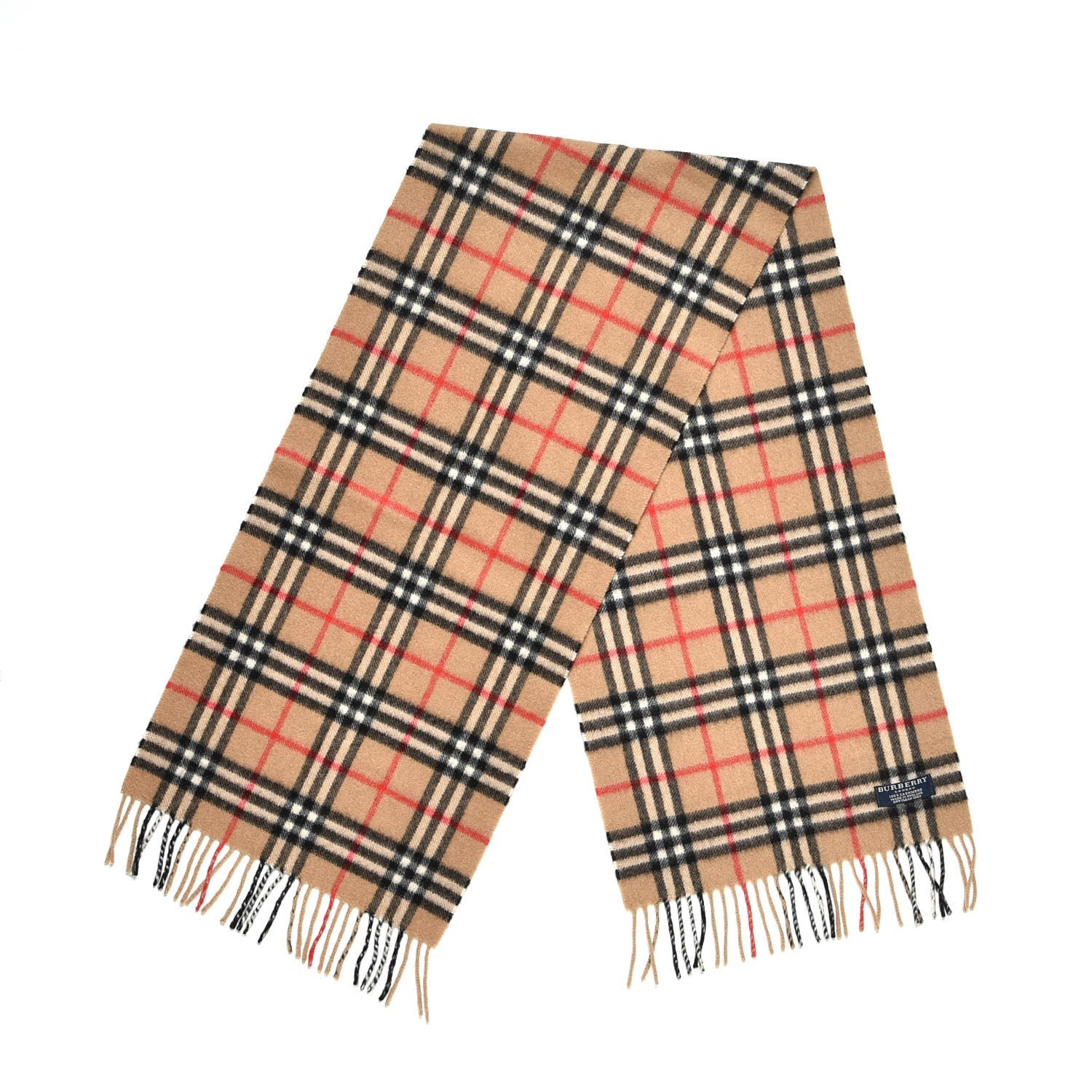 Burberry Cashmere House Check Fringe Scarf Camel 3 of 4