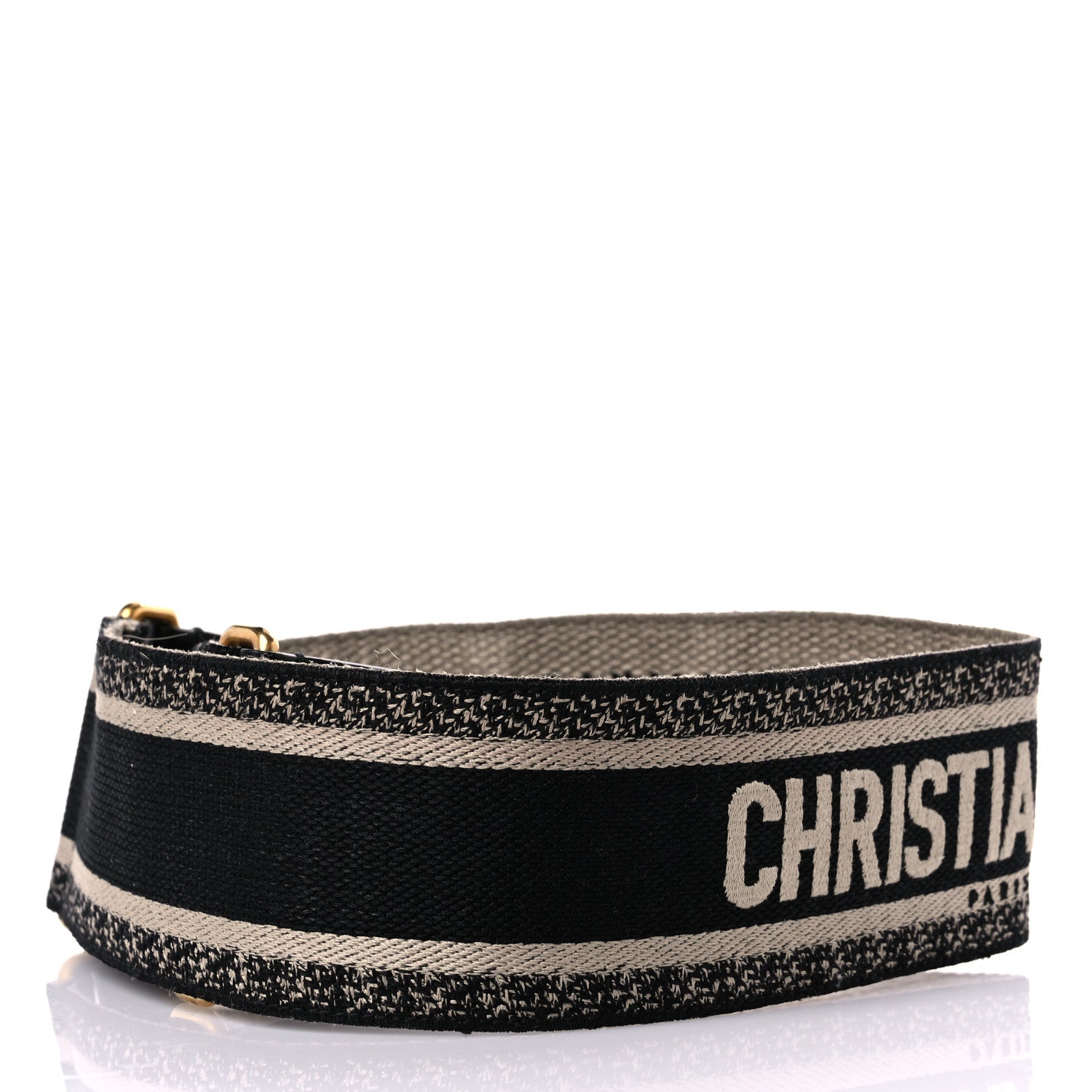 Christian Dior Canvas Embroidered Shoulder Strap Black 2 of 8