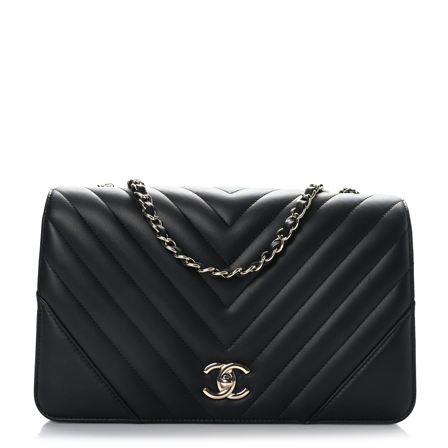 Chanel Calfskin Chevron Quilted Large Statement Flap Black 1 of 9