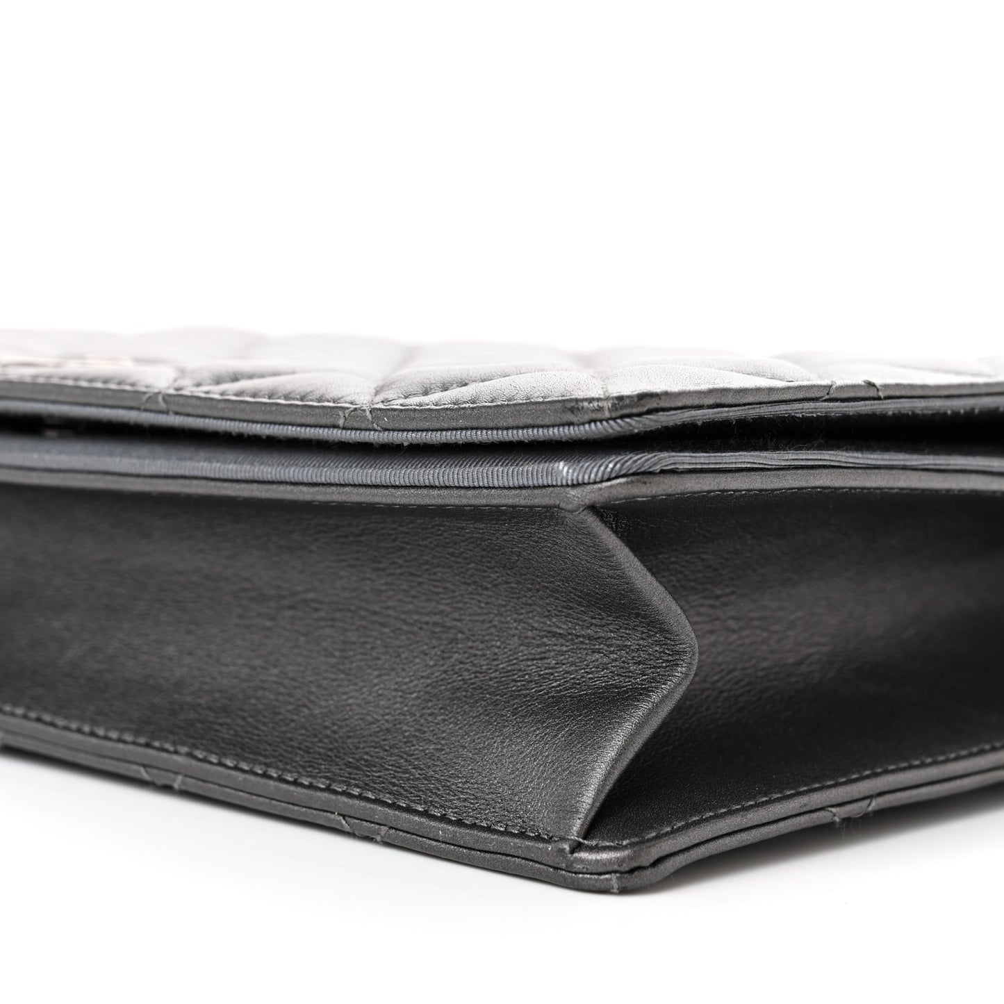 Metallic Calfskin Quilted Ballerine Flap Silver