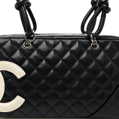 Chanel Calfskin Quilted Large Cambon Bowler Black White 8 of 10