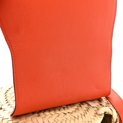 Chloe Grained Calfskin Palm Woven Small Marcie Basket Saddle Rusted Orange 10 of 10