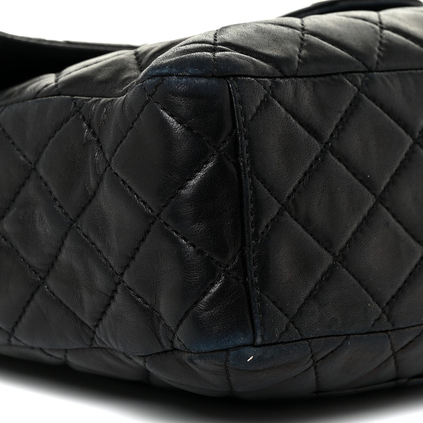 Washed Lambskin Quilted Maxi Single Flap Black