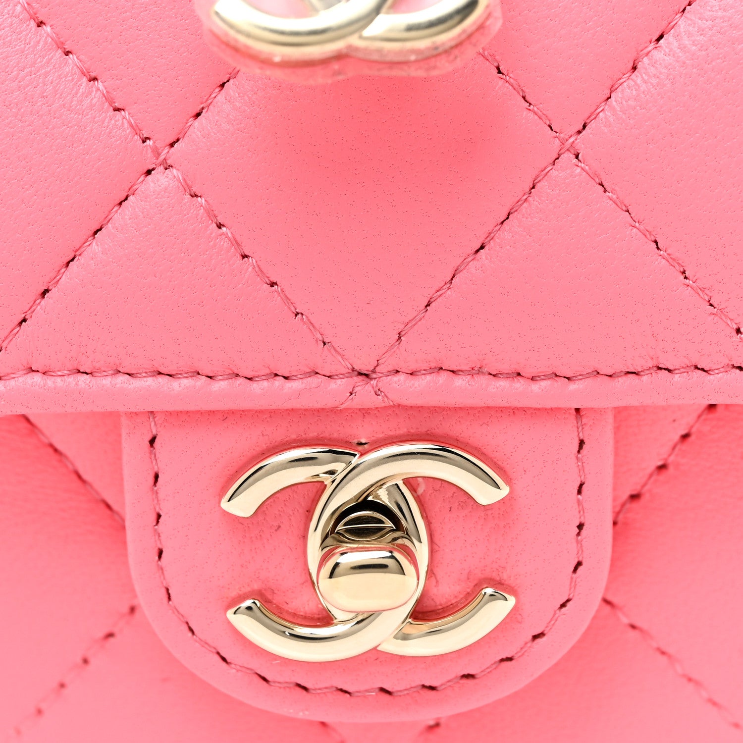 Chanel Lambskin Quilted CC In Love Heart Waist Belt Bag With Chain Pink 8 of 11