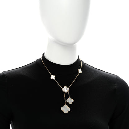 Van Cleef & Arpels 18K Yellow Gold Mother of Pearl 6 Motifs Magic Alhambra Necklace 2 of 6