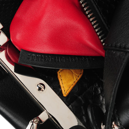 Fendi Vitello Seta Python Crocodile Monster Eyes Medium Peekaboo Iconic Satchel Black Girasole 8 of 8