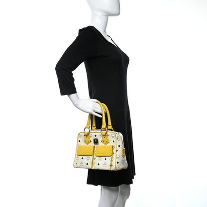 MCM Visetos Satchel White Yellow 2 of 16