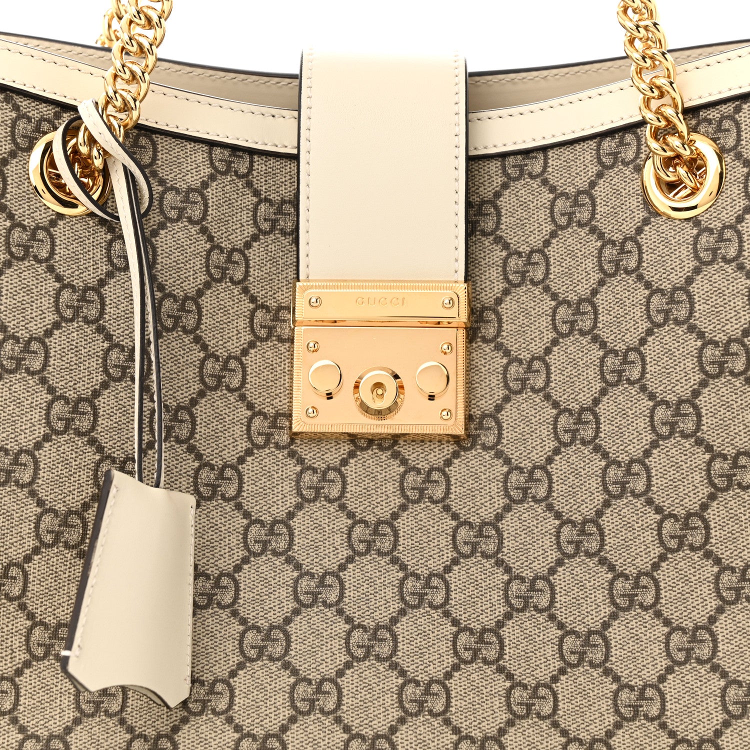 Gucci GG Supreme Monogram Medium Padlock Tote White 8 of 11