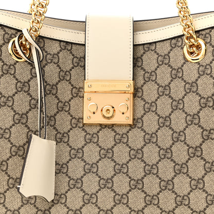 Gucci GG Supreme Monogram Medium Padlock Tote White 8 of 11