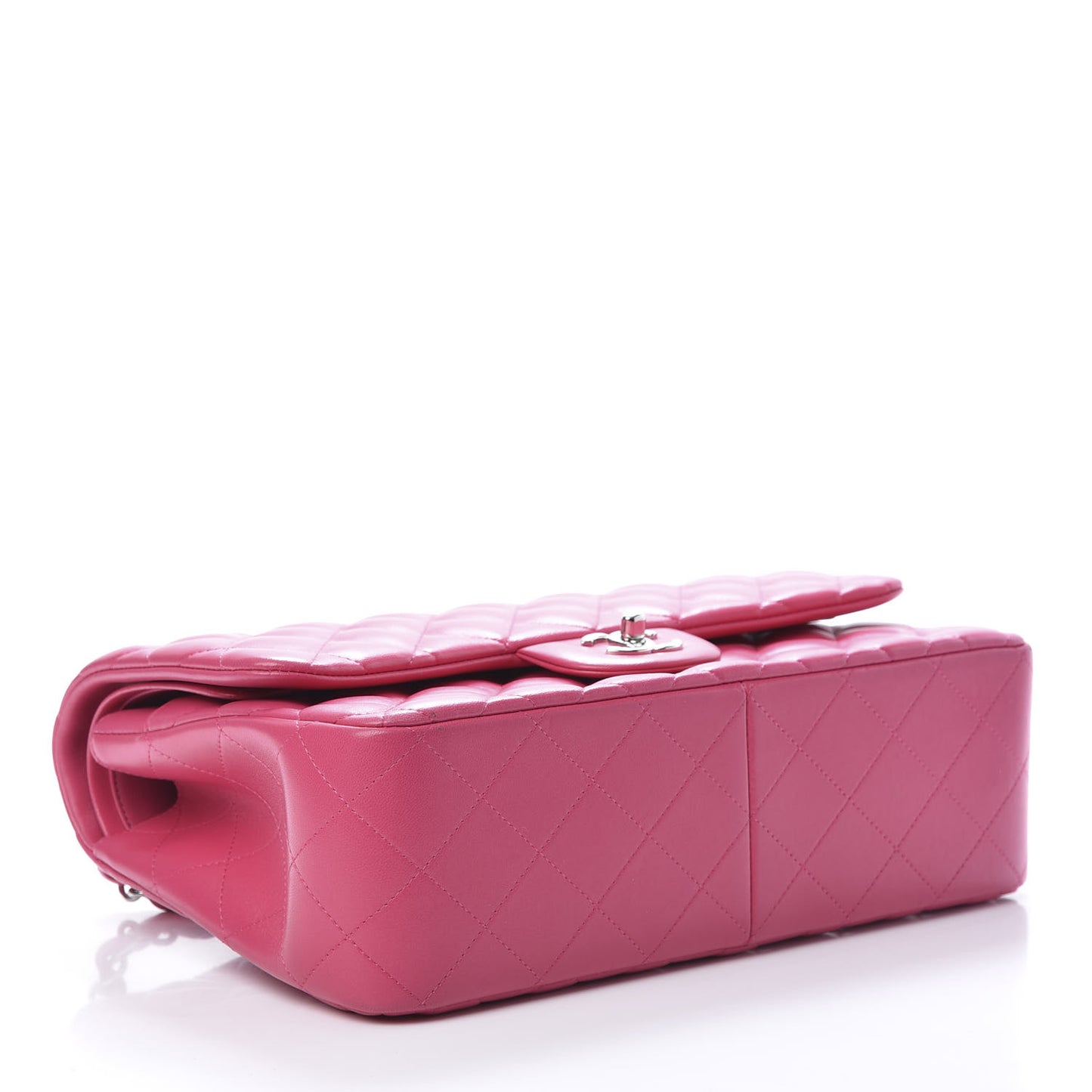 Lambskin Quilted Jumbo Double Flap Dark Pink