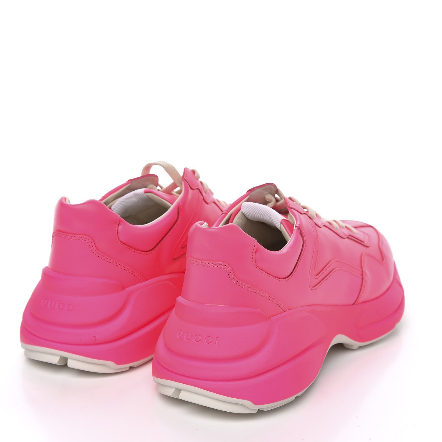 Gucci Calfskin Mens Rhyton Sneakers 9 Fuxia Fluo 4 of 9