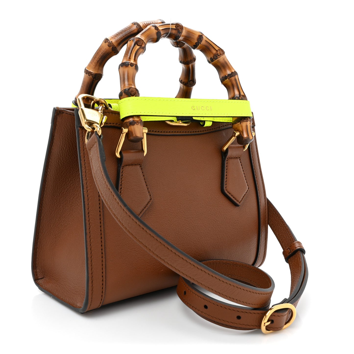 Wonka Grain Calfskin Mini Diana Tote Bag Cuir Yellow Fluo