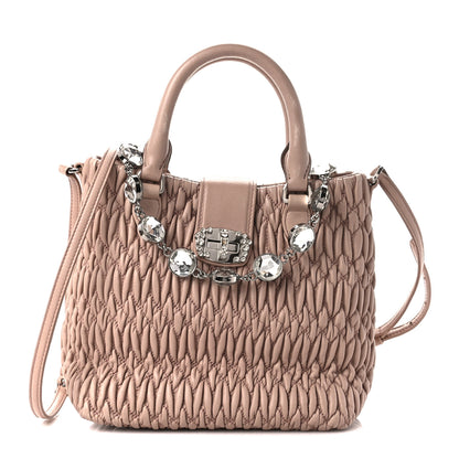 Miu Miu Nappa Matelasse Crystal Top Handle Tote Cammeo 1 of 12
