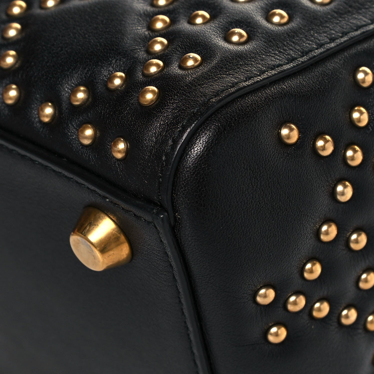 Christian Dior Calfskin Cannage Studded Medium Supple Lady Dior Black 10 of 20