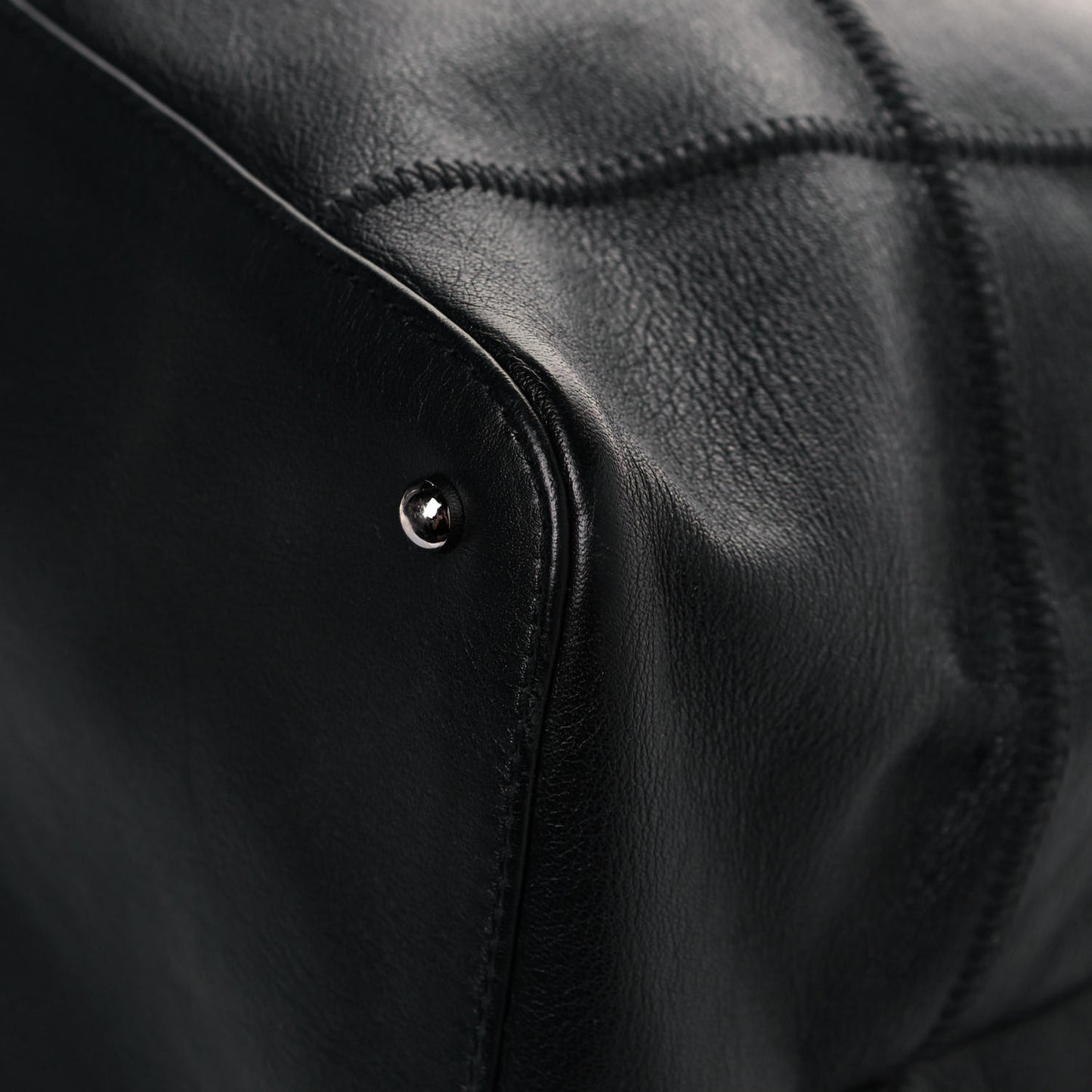 Calfskin Square Stitched Tassel Bag Black