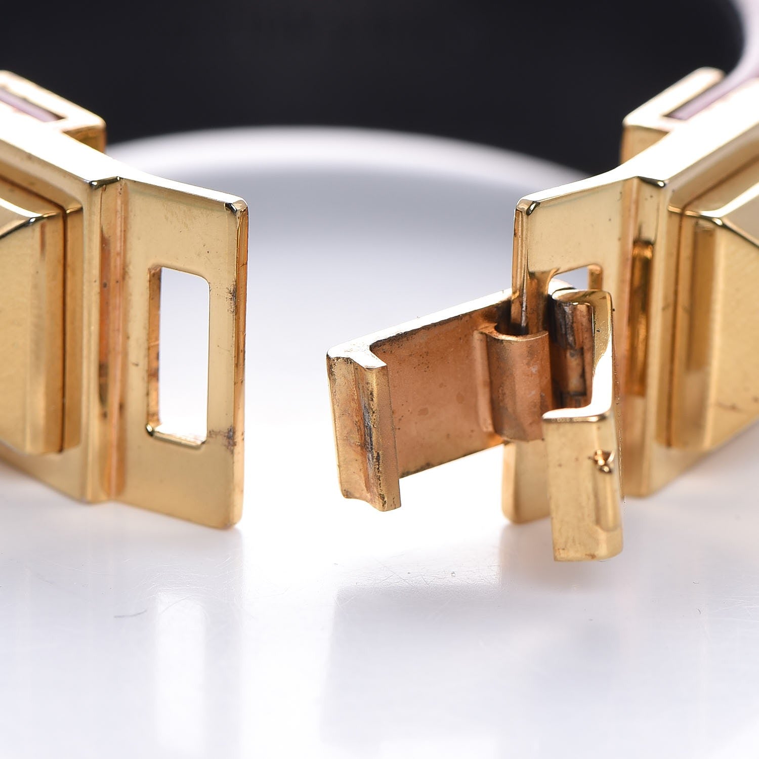 Saint Laurent Calfskin Pyramid Stud Bracelet Red Gold 6 of 16