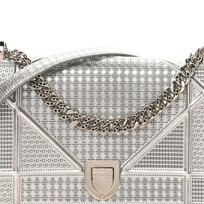 Christian Dior Metallic Patent Micro-Cannage Medium Diorama Flap Bag Silver 7 of 9