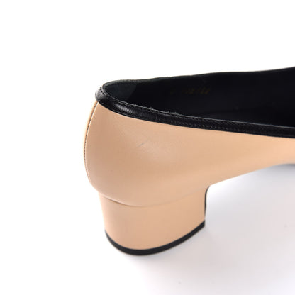 Chanel Lambskin Bow Pointed Toe Pumps 37 Beige Black 10 of 11