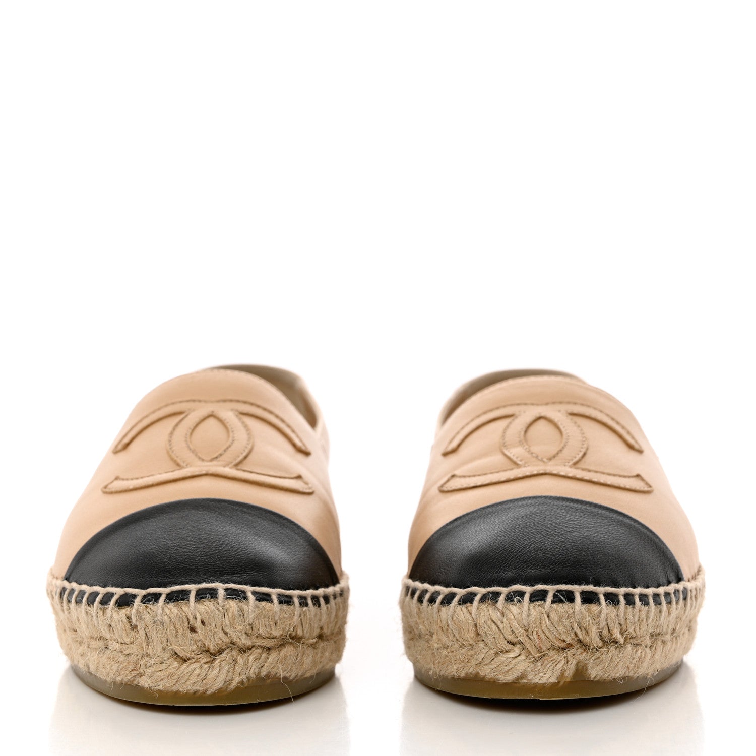 Chanel Lambskin CC Espadrilles 36 Beige Black 2 of 9