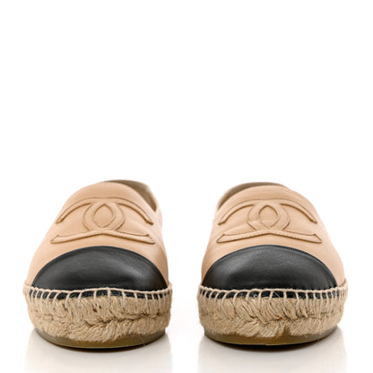 Chanel Lambskin CC Espadrilles 36 Beige Black 2 of 9
