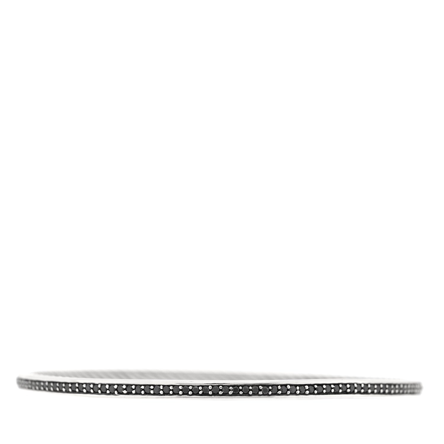 David Yurman Sterling Silver Black Diamond Cable Bangle Bracelet 3 of 3