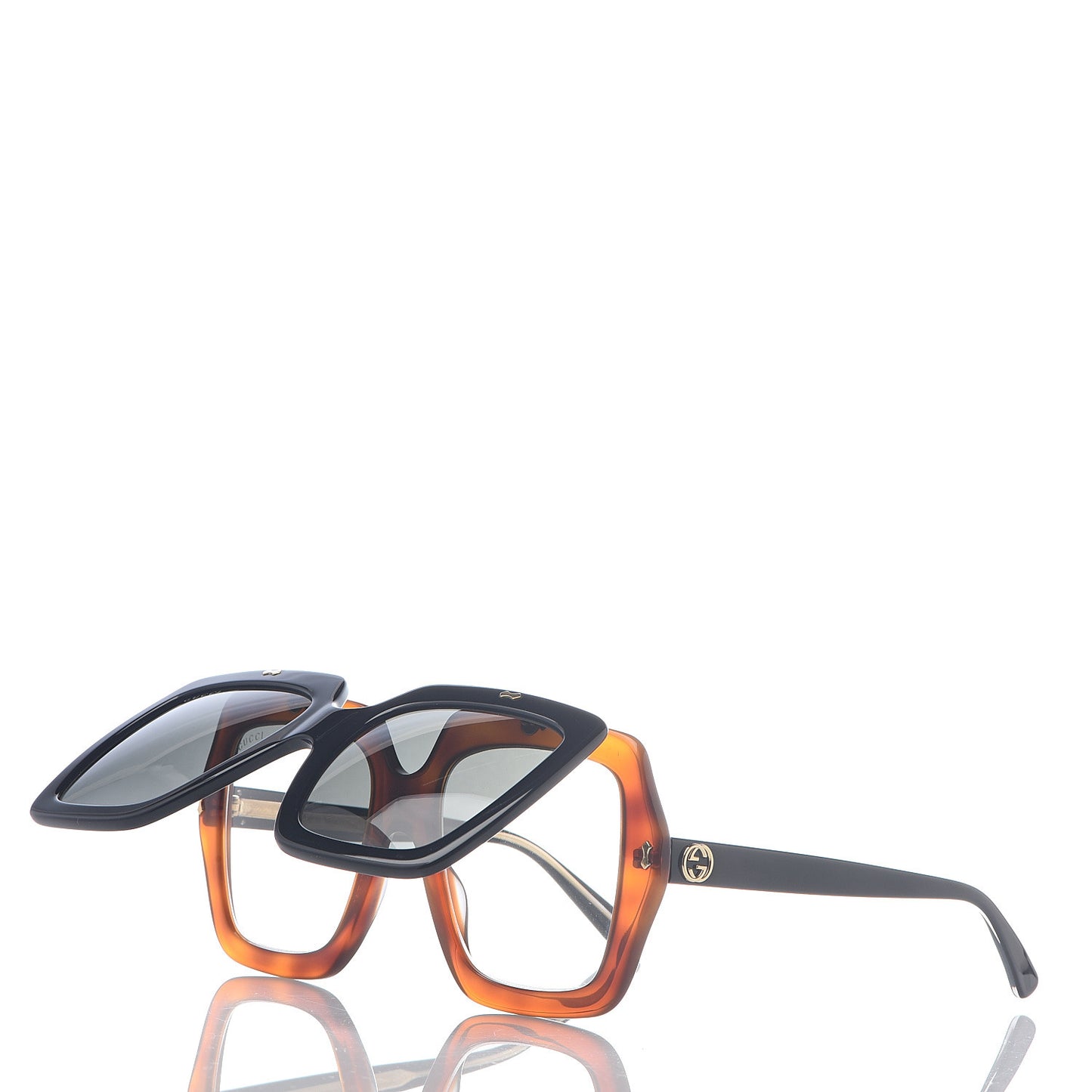 Acetate Oversized Flip Up Sunglasses GG0088S Tortoise Black
