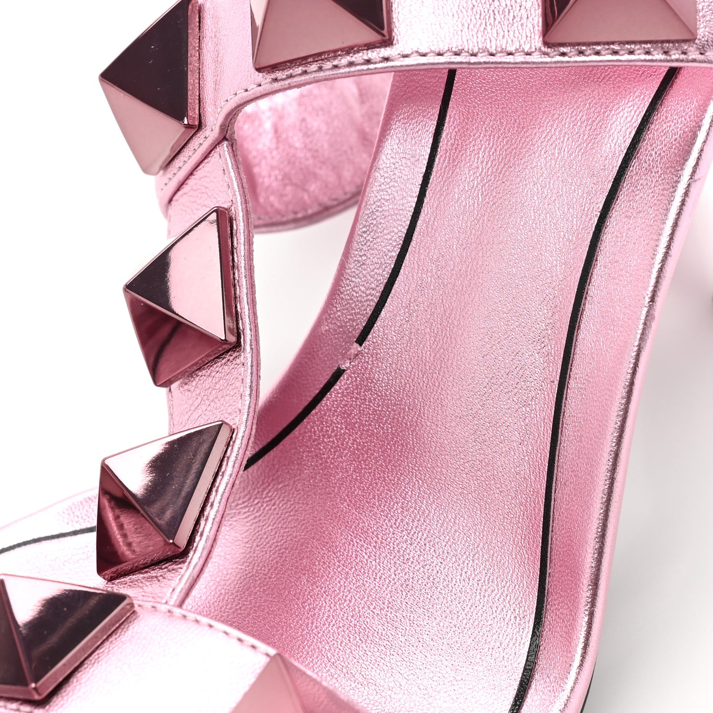 Metallic Nappa Roman Stud T-Strap 100mm Sandals 36.5 Giacinto