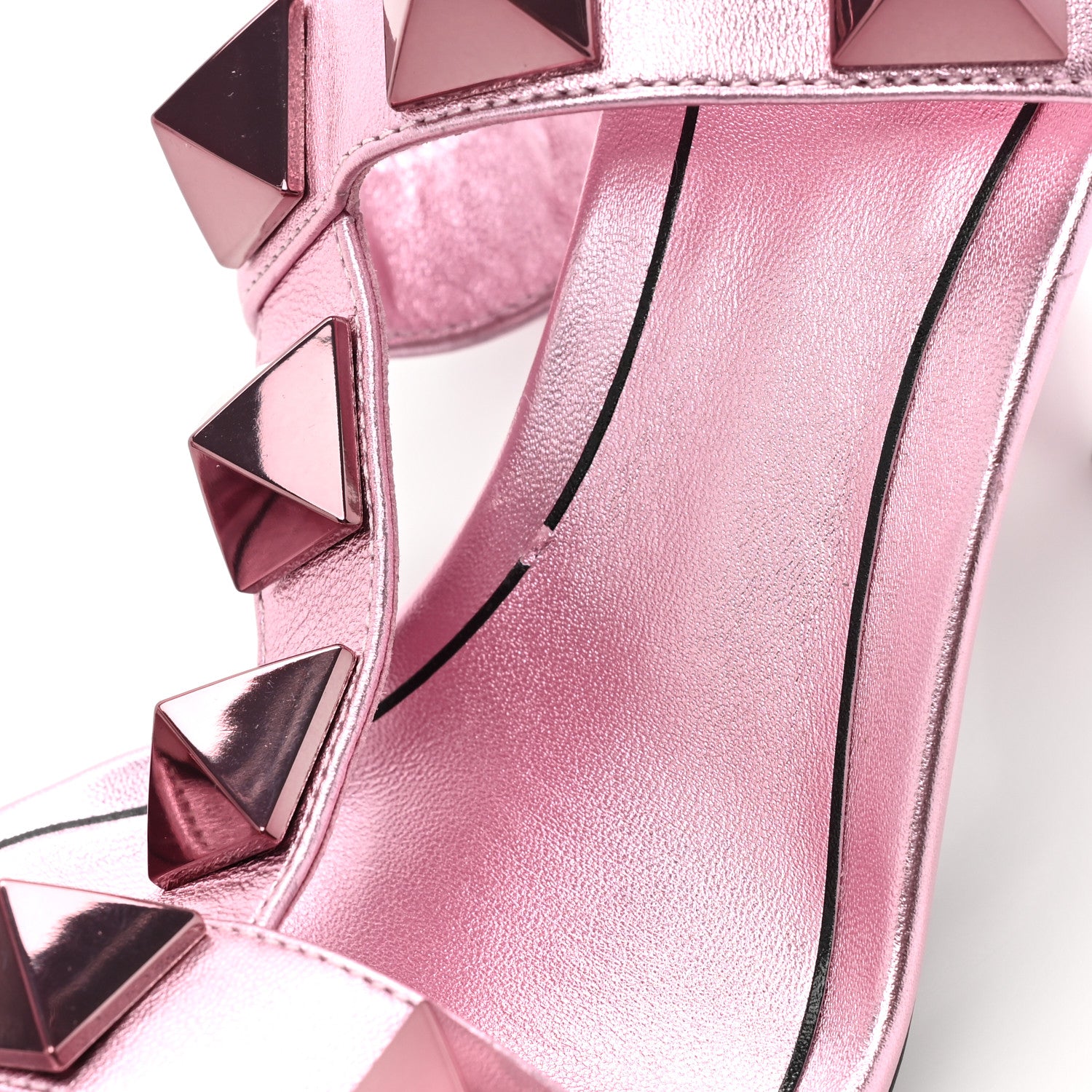 Valentino Garavani Metallic Nappa Roman Stud T-Strap 100mm Sandals 36.5 Giacinto 10 of 11
