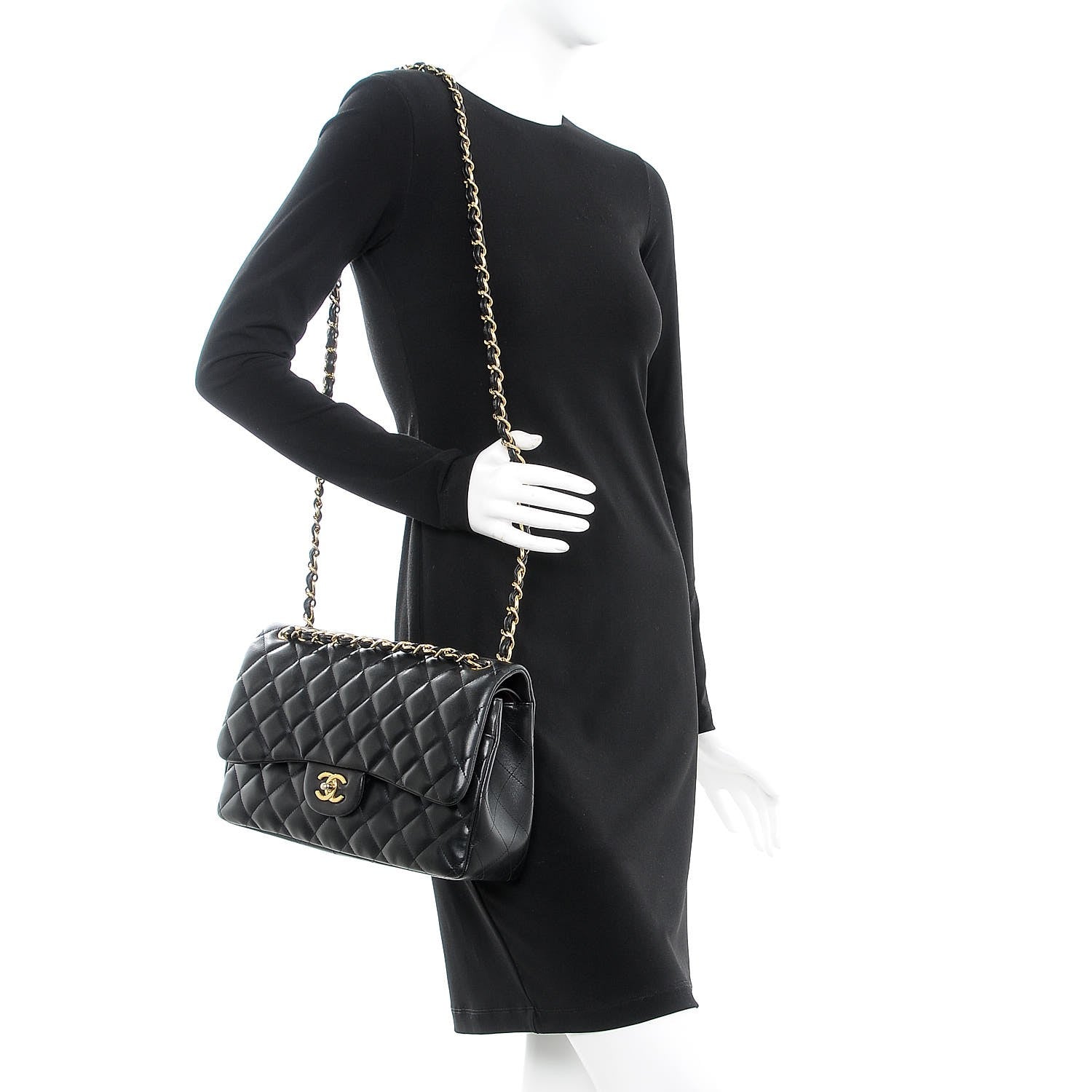 Chanel Lambskin Quilted Jumbo Double Flap Black 2 of 10