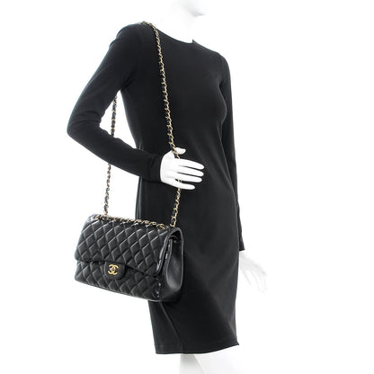 Chanel Lambskin Quilted Jumbo Double Flap Black 2 of 10
