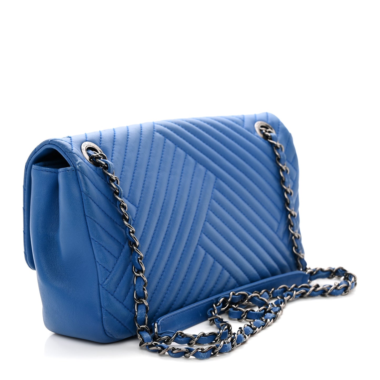 Lambskin Quilted Medium CC Crossing Flap Blue