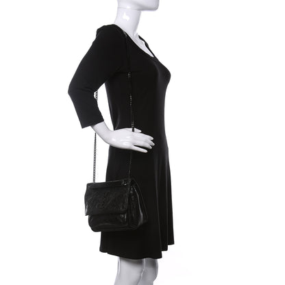 Saint Laurent Crinkled Calfskin Matelasse Monogram Baby Niki Chain Satchel Black 2 of 11