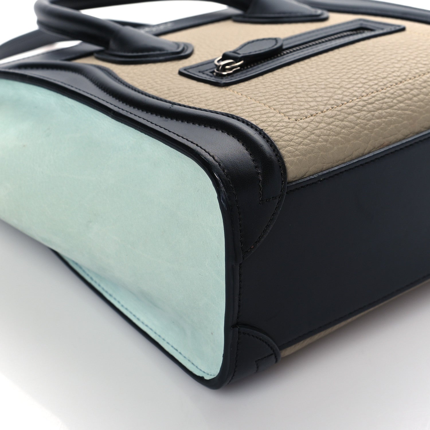 Celine Drummed Calfskin Nano Tri-Color Luggage Antarctic 9 of 11
