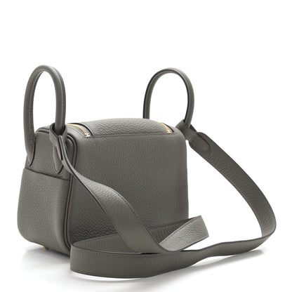 Hermes Taurillon Clemence Mini Lindy 20 Gris Meyer 3 of 11
