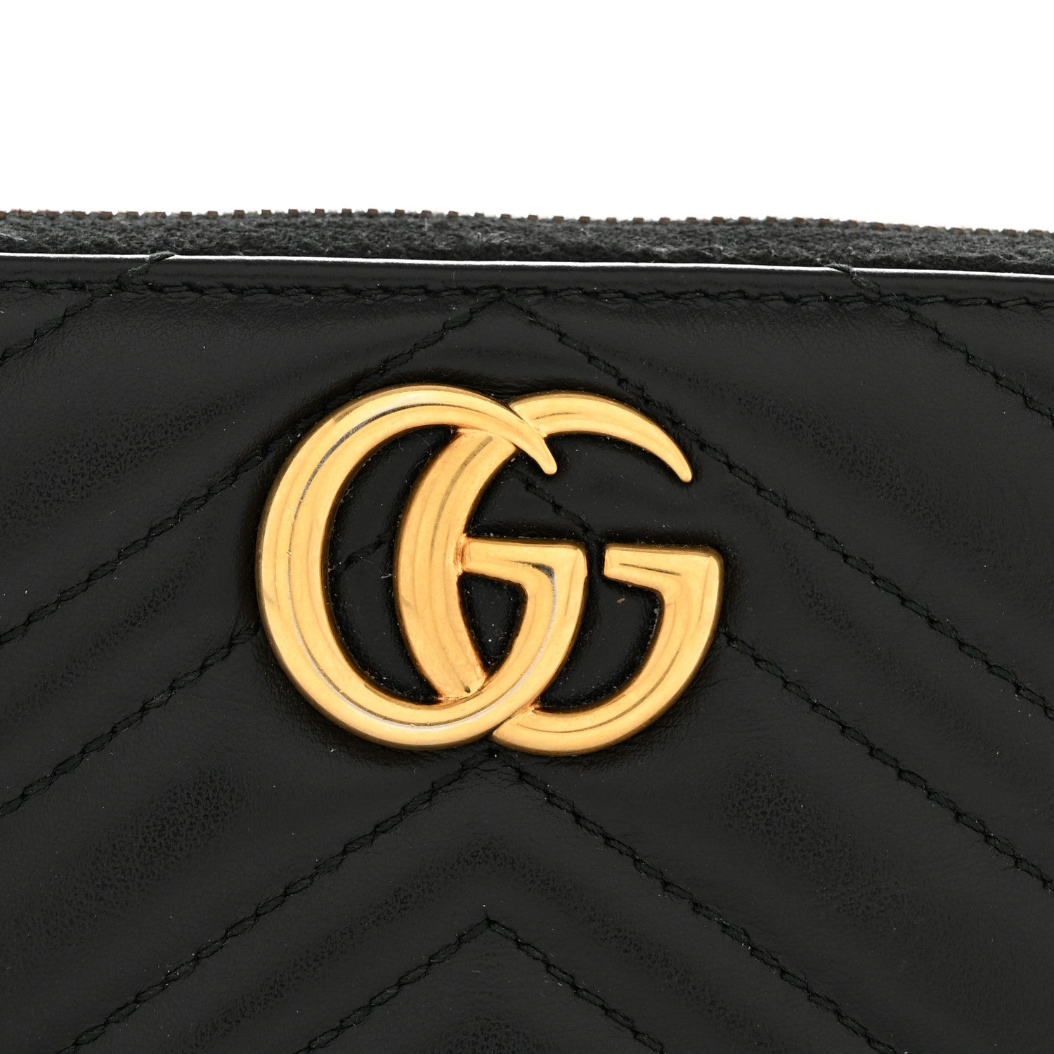 Gucci Calfskin Matelasse GG Marmont Zip Around Organizer Wallet Black 9 of 11