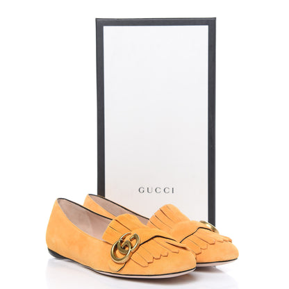 Gucci Kid Scamosciato GG Marmont Fringe Flats 38 Crystal Copper 9 of 9