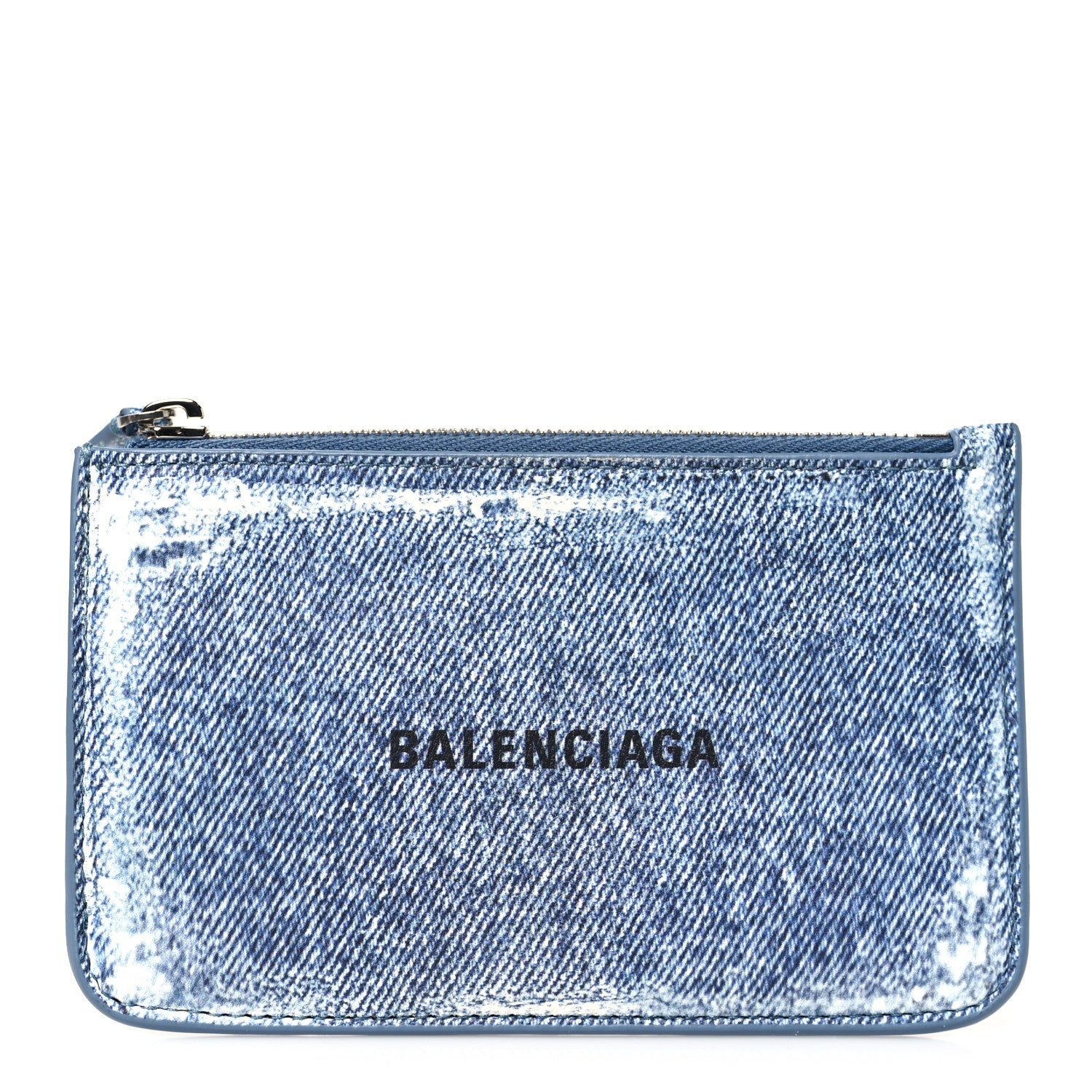 Balenciaga Denim Logo Large Cash Long Coin Card Blue 1 of 8