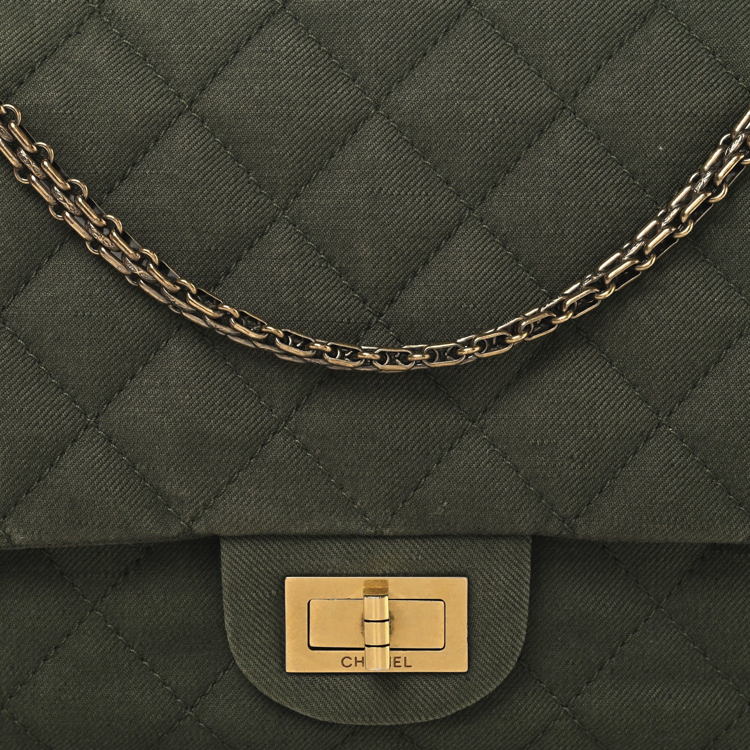 Chanel Canvas Quilted 2.55 Reissue 227 Flap Green 8 of 14