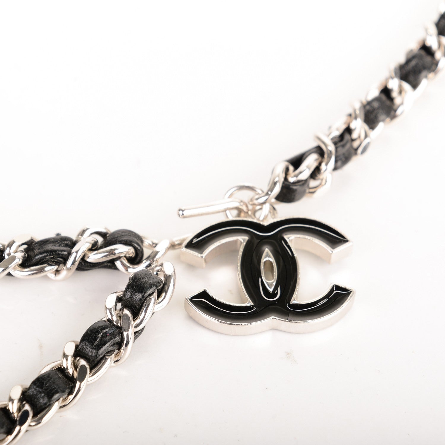 Chanel Lambskin Enamel CC Chain Belt Black Silver 3 of 4