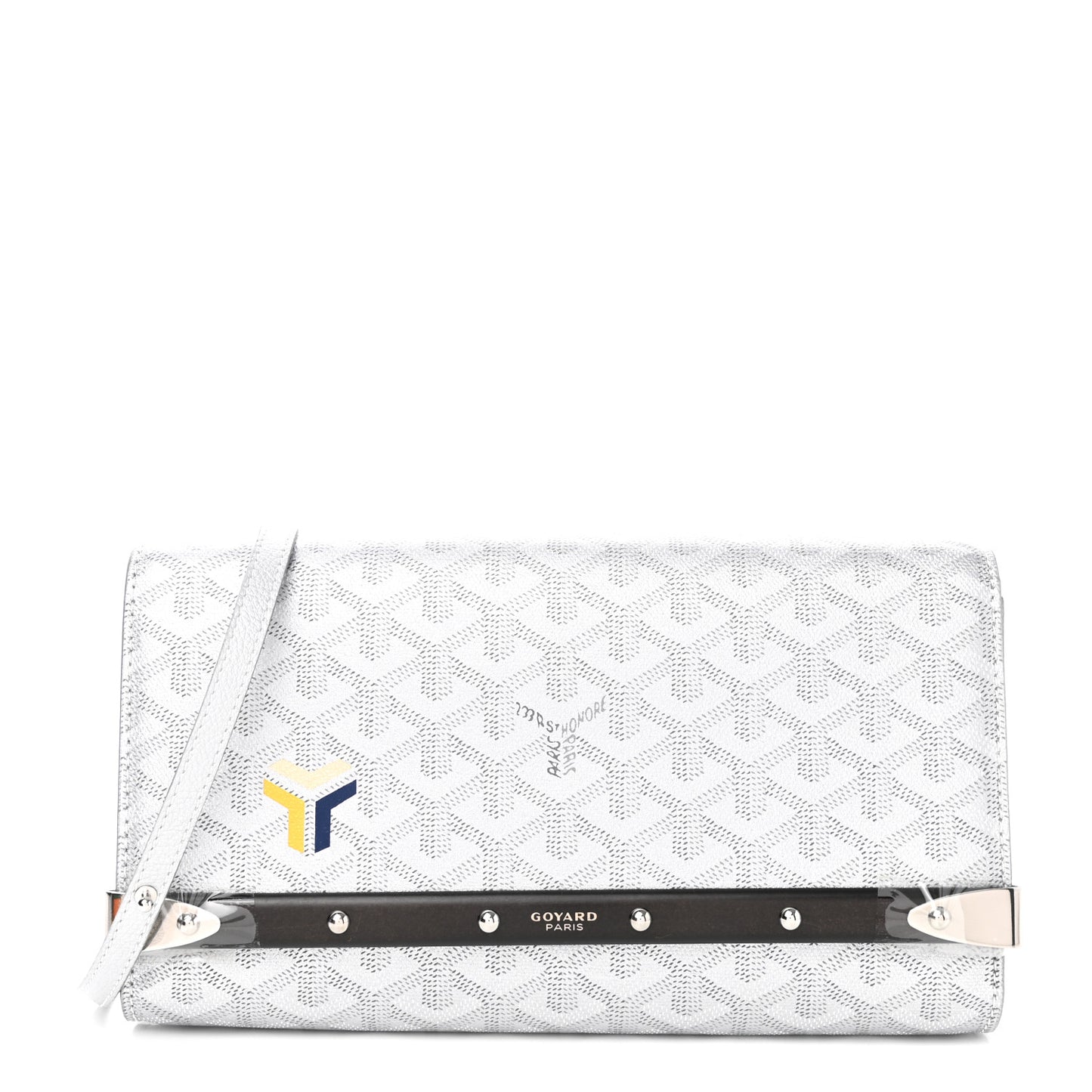 Goyardine Monte Carlo Bois Clutch With Strap Silver