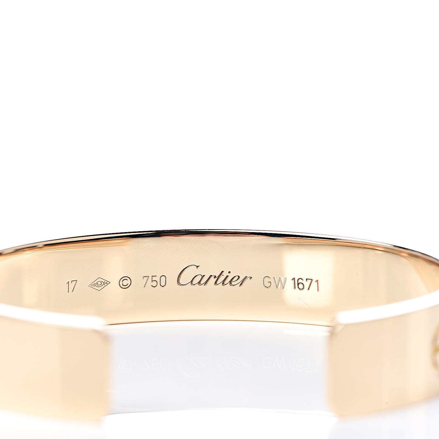 18K Yellow Gold LOVE Cuff Wide Bracelet 17
