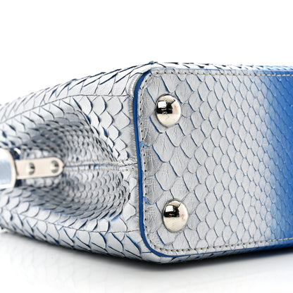 Louis Vuitton Metallic Snakeskin Bicolor Capucines BB Blue Silver 8 of 9