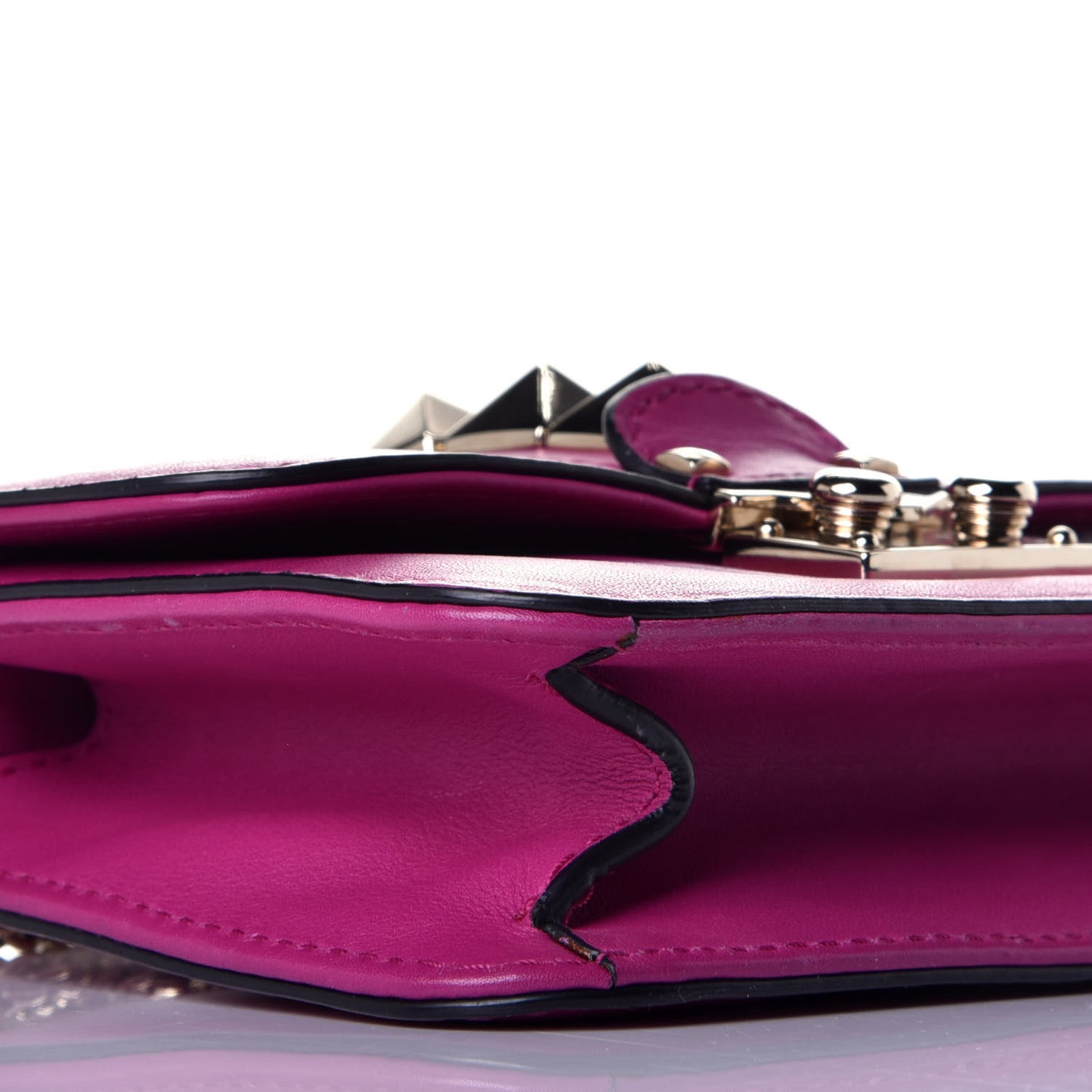 Vitello Mini Glam Lock Rockstud Flap Fuxia