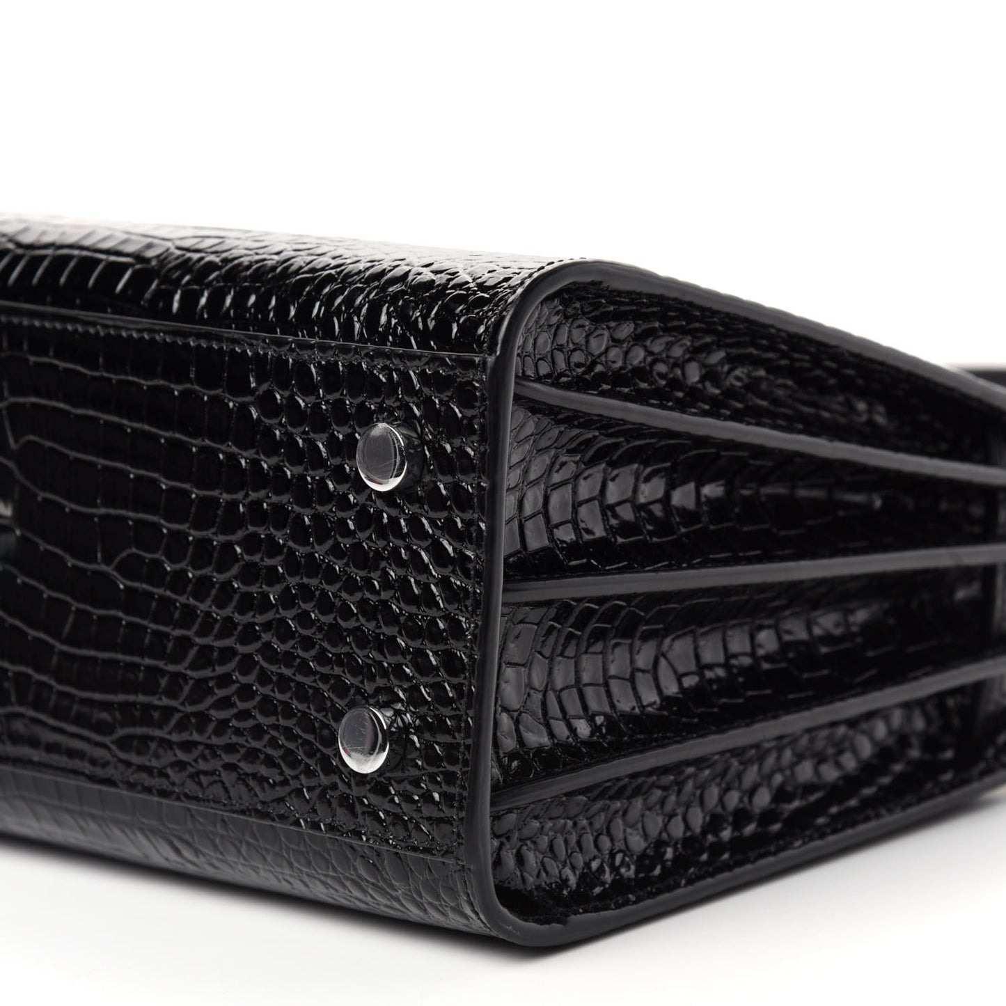 Calfskin Crocodile Embossed Baby Sac De Jour Black