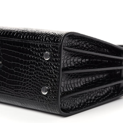 Saint Laurent Calfskin Crocodile Embossed Baby Sac De Jour Black 8 of 10