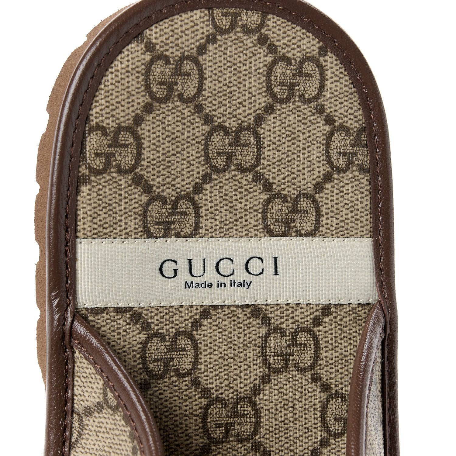 Gucci GG Supreme Monogram Granada Kid Mens Horsebit Lug Sole Mules 8 Beige Ebony New Acero 7 of 9